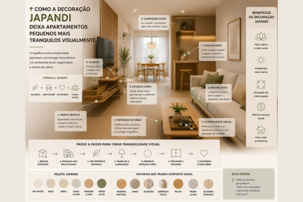 Como a decoração Japandi deixa apartamentos pequenos mais tranquilos